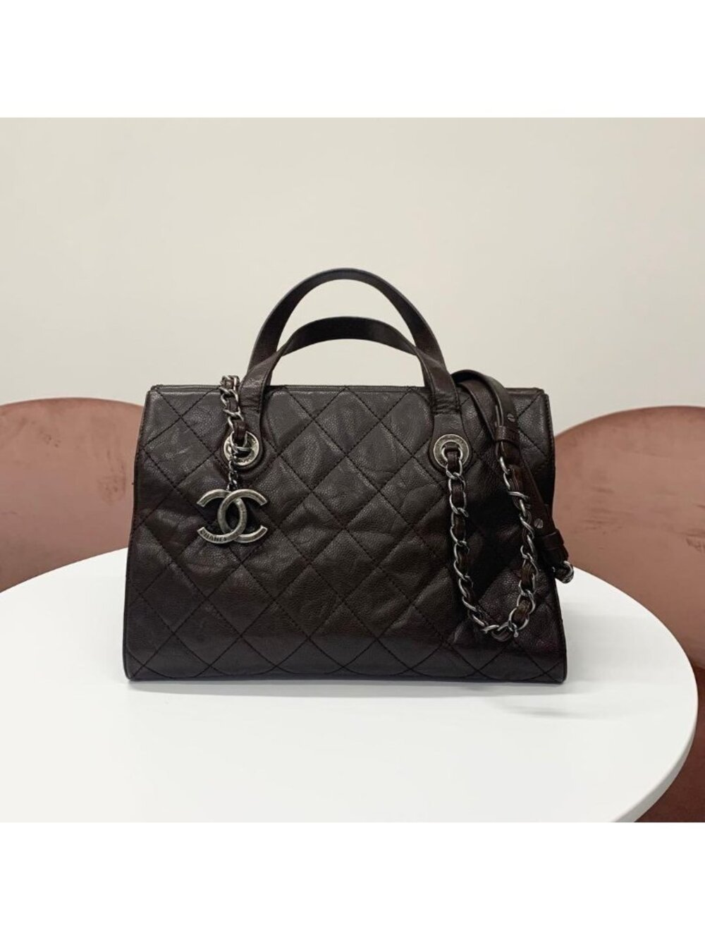 Chanel Quilted Caviar Leather 2-Way Handbag